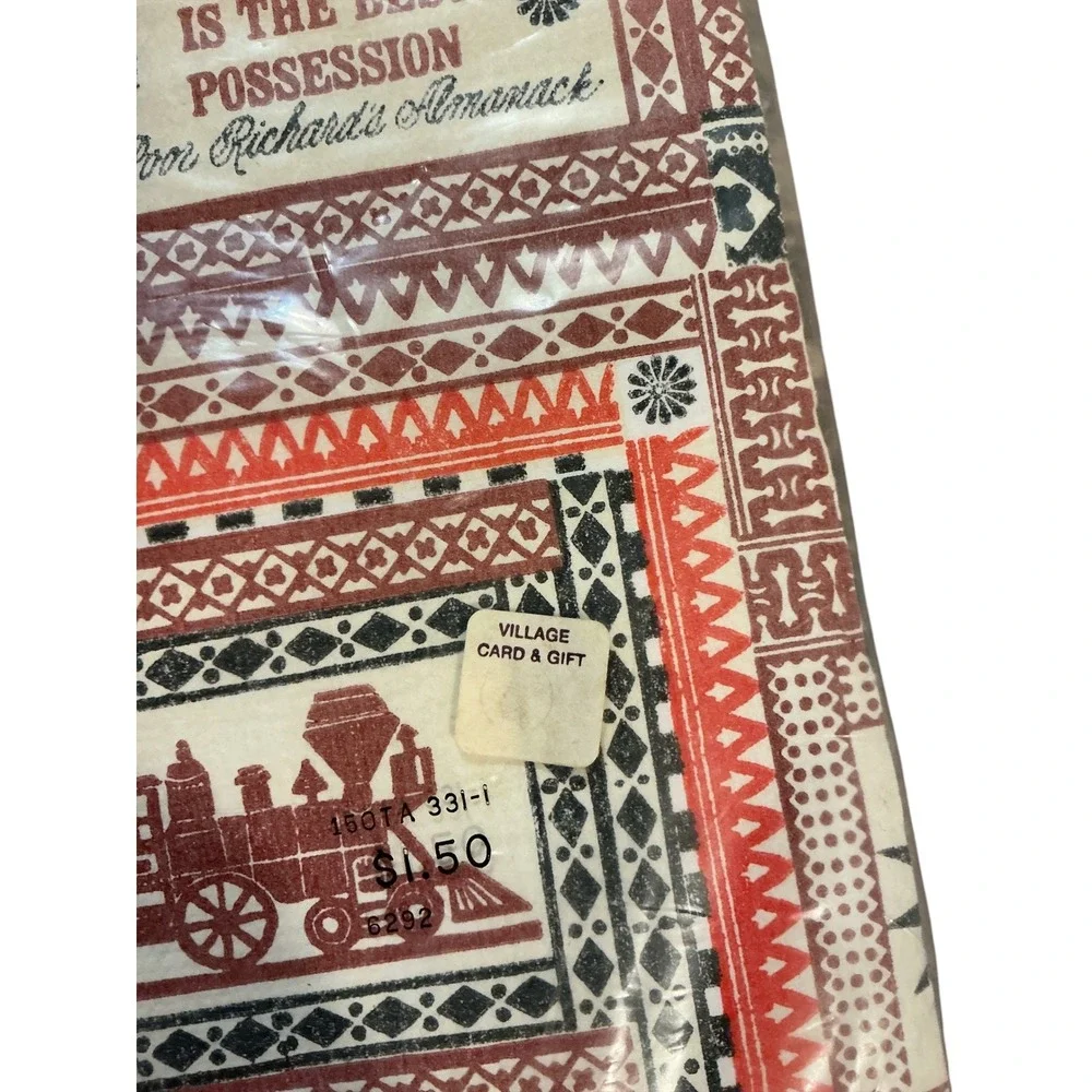 Vintage Americana‎ Folk Art Wrapping Paper Sheets Poor Richards Almanack 15x6.5